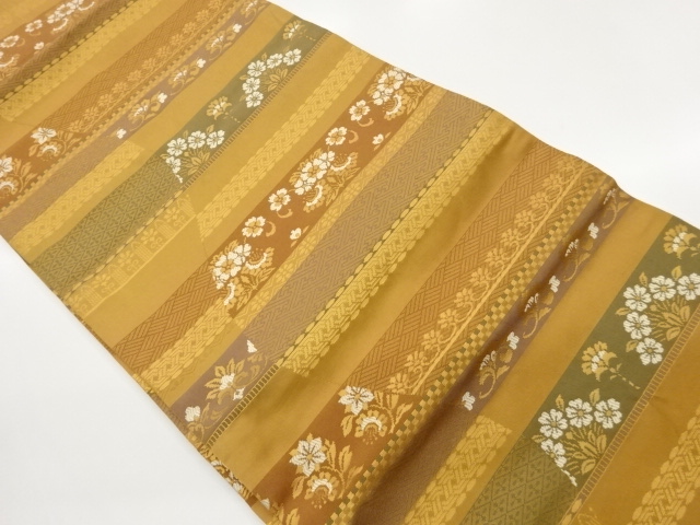 Nagoya obi with woven pattern of flowers in a gauze pattern